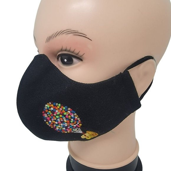 New Face cover ear loop Mask Women's Embroidered handmade balloon up design - Picture 1 of 6